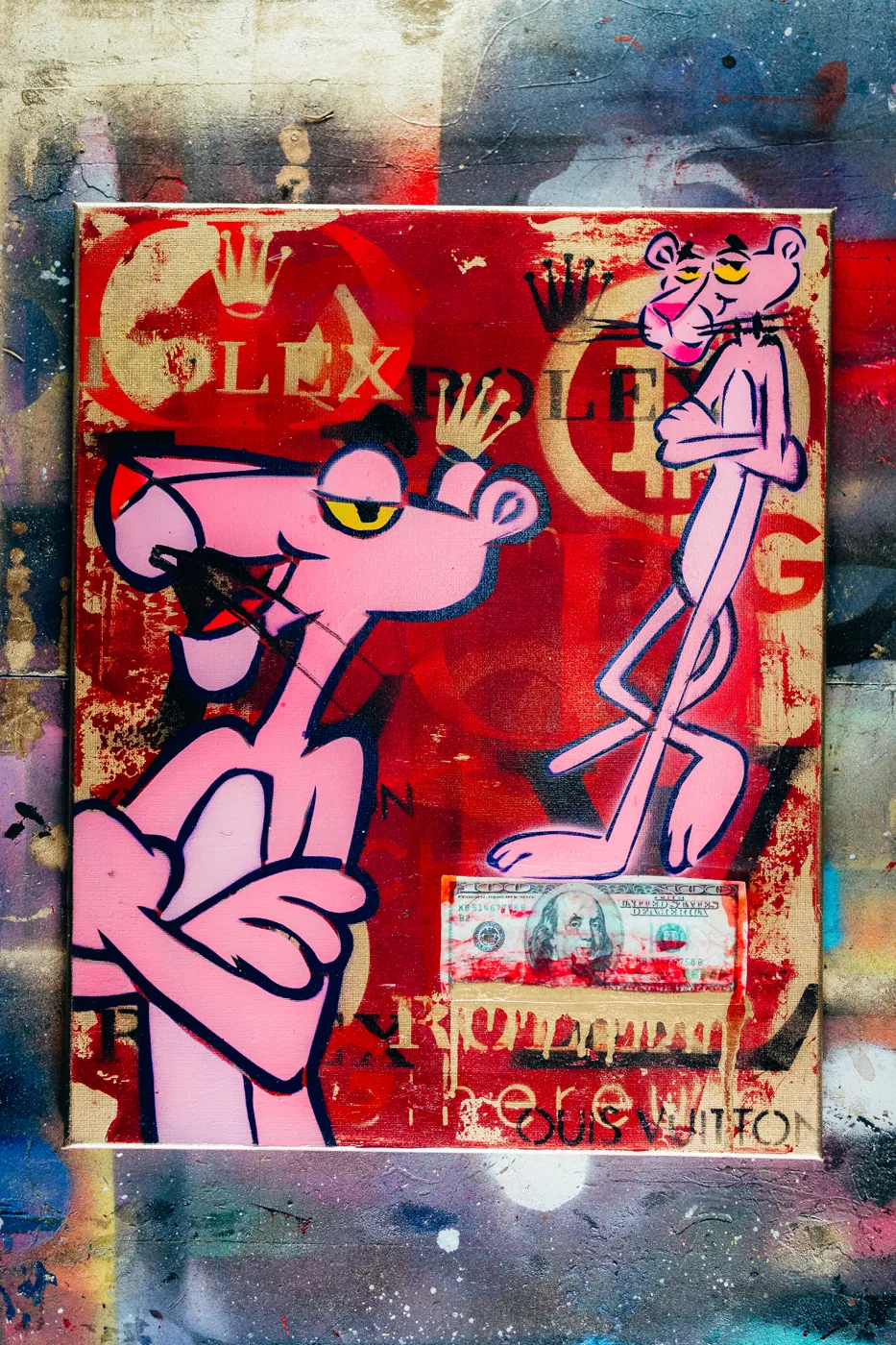 Pink Panther painting by Hernán González, photographed by Pauli