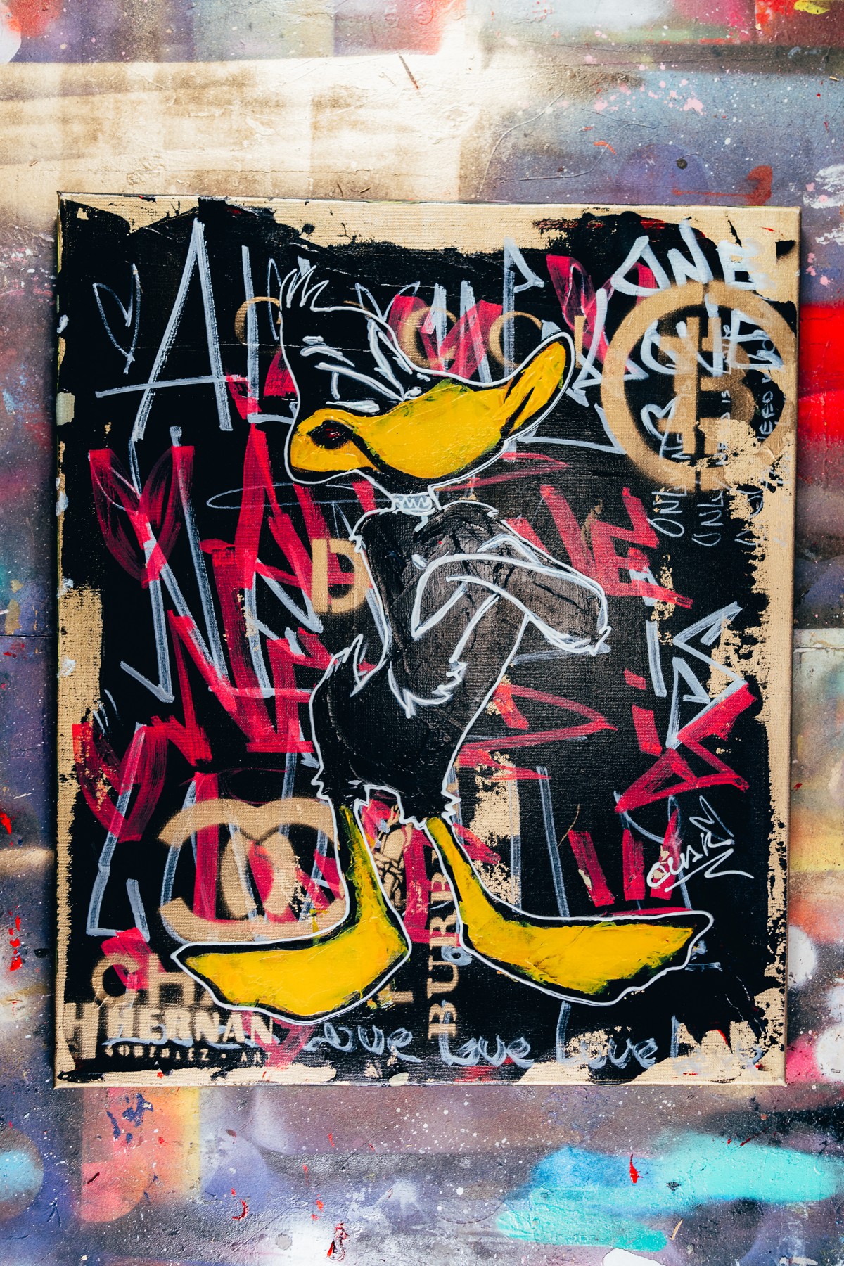 Daffy Duck painting by Hernán González, photographed by Pauli